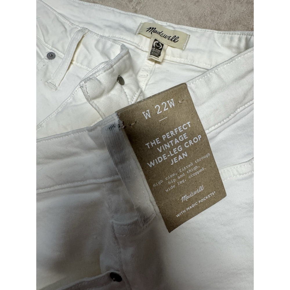 Madewell The Plus Perfect Vintage Wide-Leg Crop Jean White 22W High Rise Denim - Picture 9 of 15